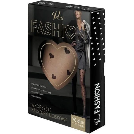 Veera Fashion Collant Fantasia Cuori Nero 70 DEN XL