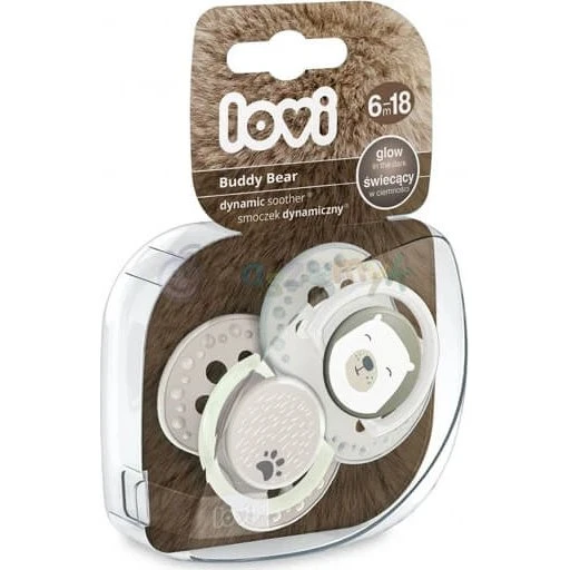 Lovi Buddy Bear Ciuccio Dinamico in Silicone 6-18m, 2 Pezzi