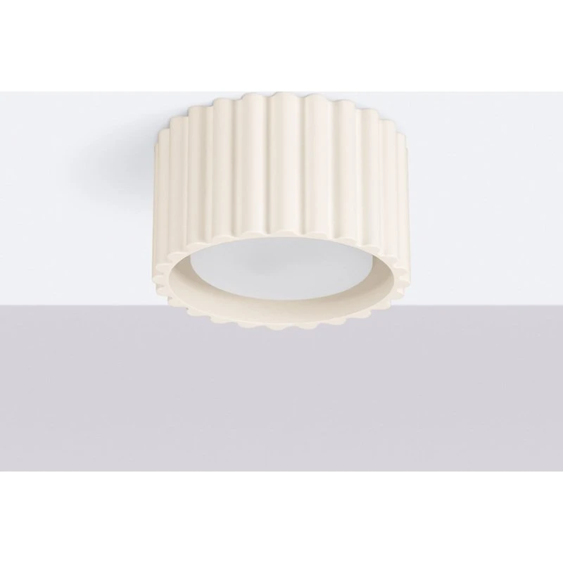 SOLLUX LIGHTING Plafoniera RIBLA beige Ø 10 cm in alluminio