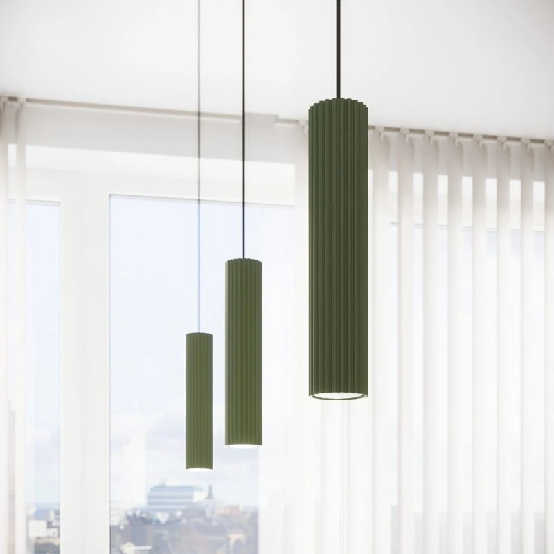 SOLLUX LIGHTING Lampada a sospensione ALORA, verde oliva, Ø 8 cm
