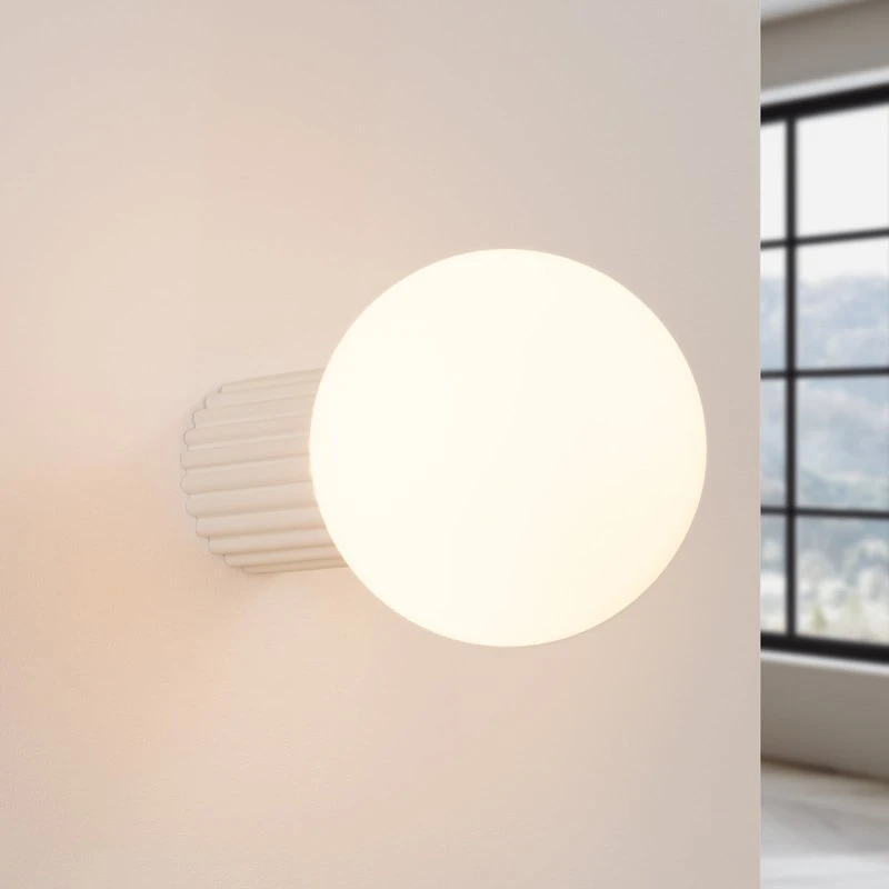 SOLLUX LIGHTING Applique ORBI beige vetro e metallo Ø 12 cm IP44