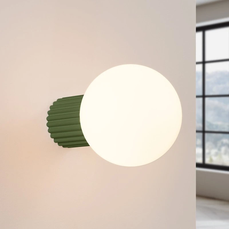 SOLLUX LIGHTING Applique ORBI Verde Oliva - Vetro e Metallo Ø 12 cm
