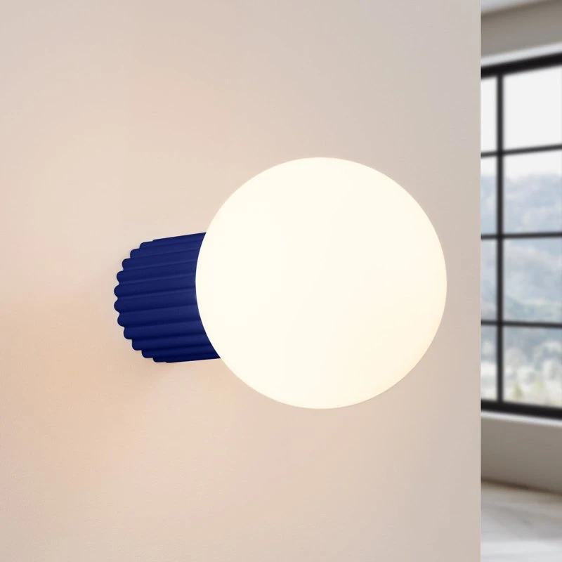 Applique ORBI Sollux Lighting Blu Oltremare Vetro e Metallo Ø12cm