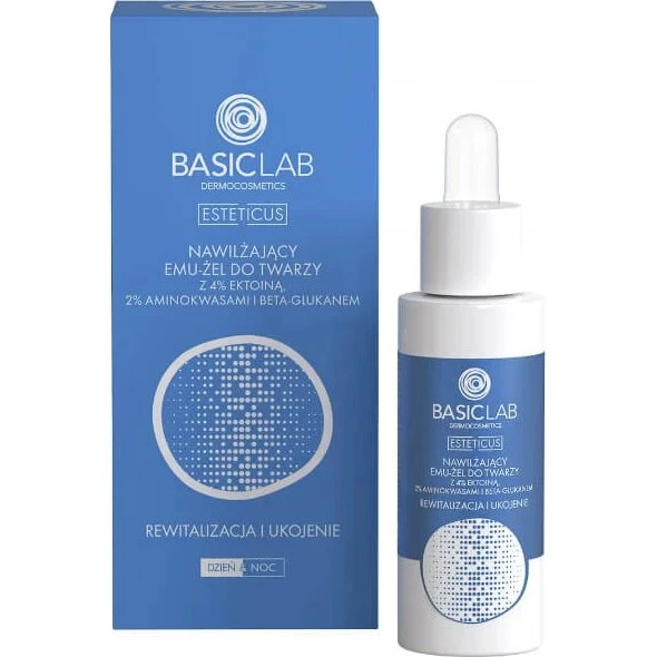 Basiclab Esteticus Emu-Gel Idratante con Ectoina 4%, 30 ml