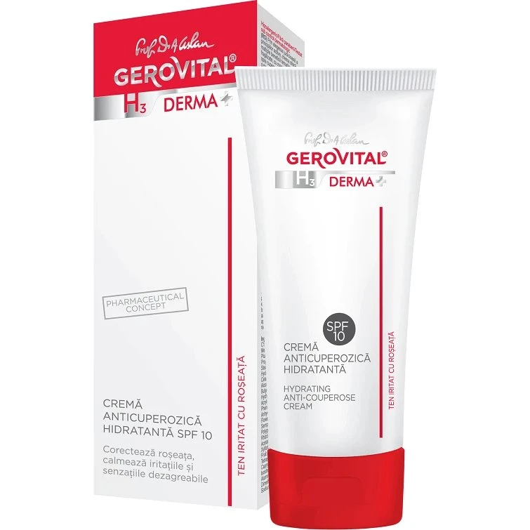 Gerovital Derma+ Crema Idratante Anti-Couperose SPF10, 50ml