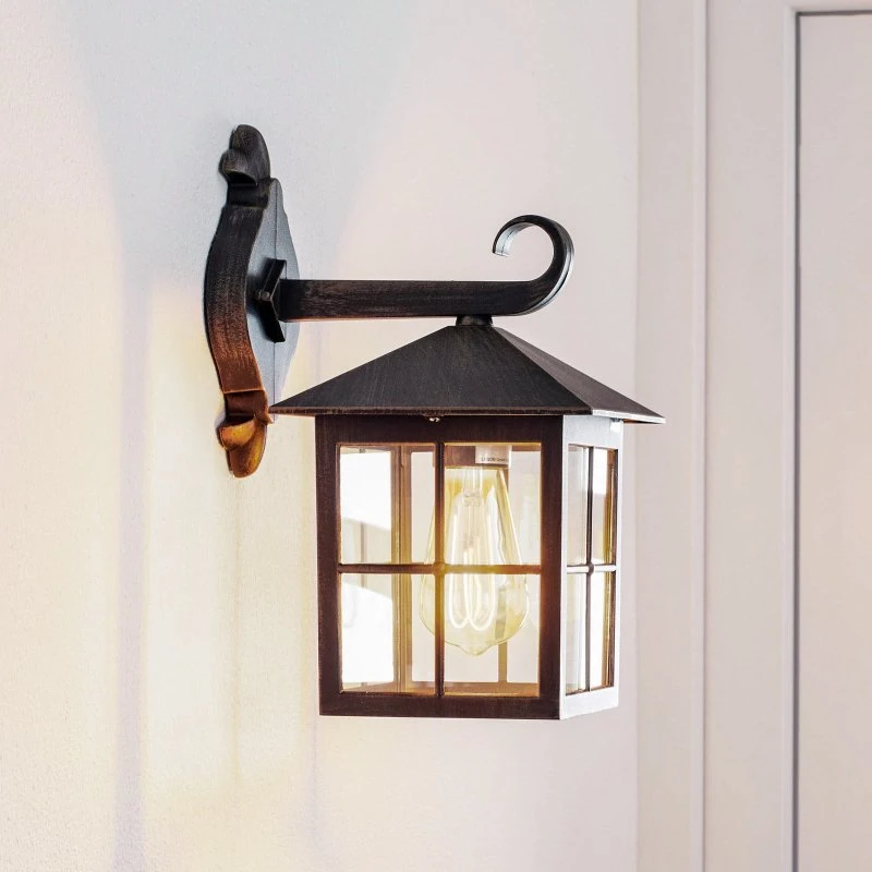 Lindby Applique da esterno Ida Ruggine, Lanterna 34 cm, E27