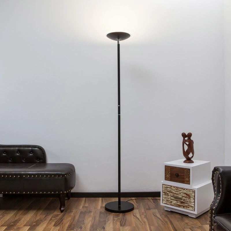 Lampada LED da pavimento Lindby Malea, nera, 180 cm