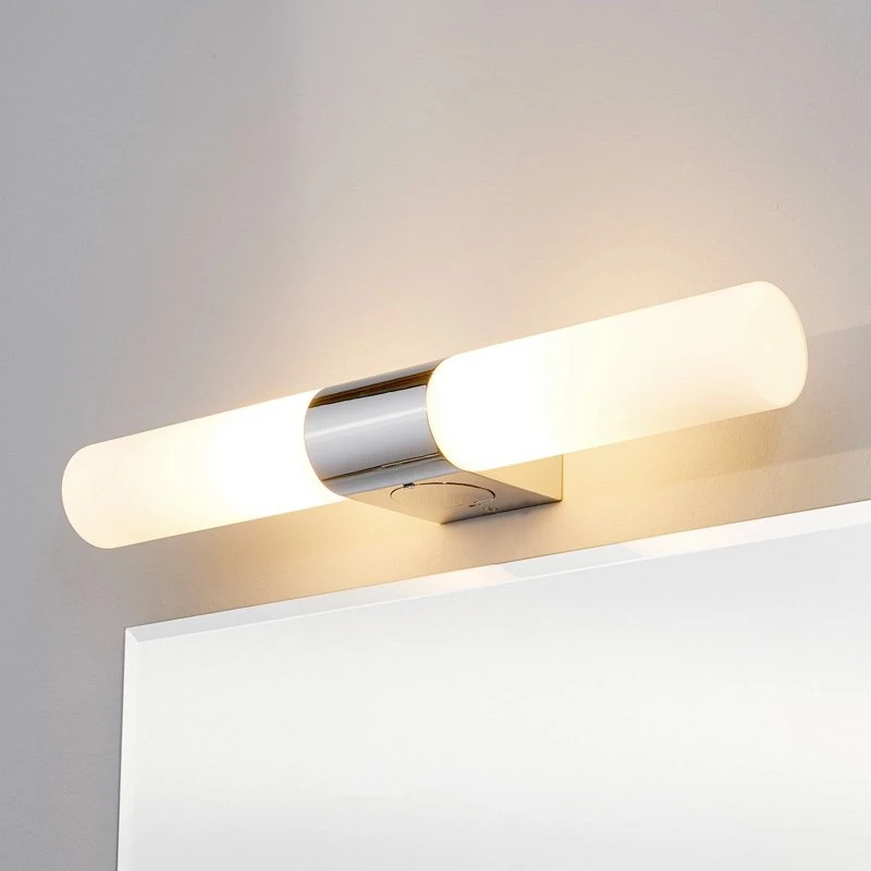 Lindby Luce da Specchio Ziva con Presa Integrata, Bianco e Vetro
