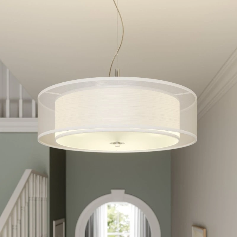 Lindby Pikka Lampada a Sospensione Ø50 Bianco con Paralume in Tessuto