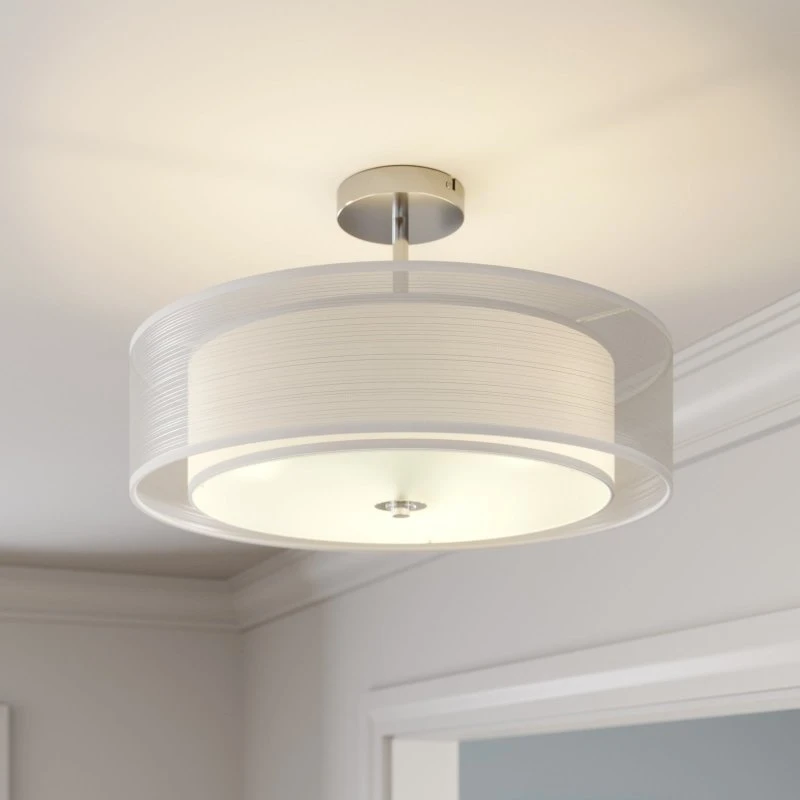 Plafoniera Lindby Pikka Bianco/Cromo - Tessuto Organza