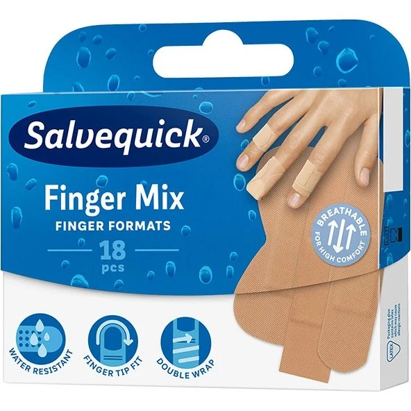 Salvequick Finger Mix - Pansementi per Dita, 18 Pezzi