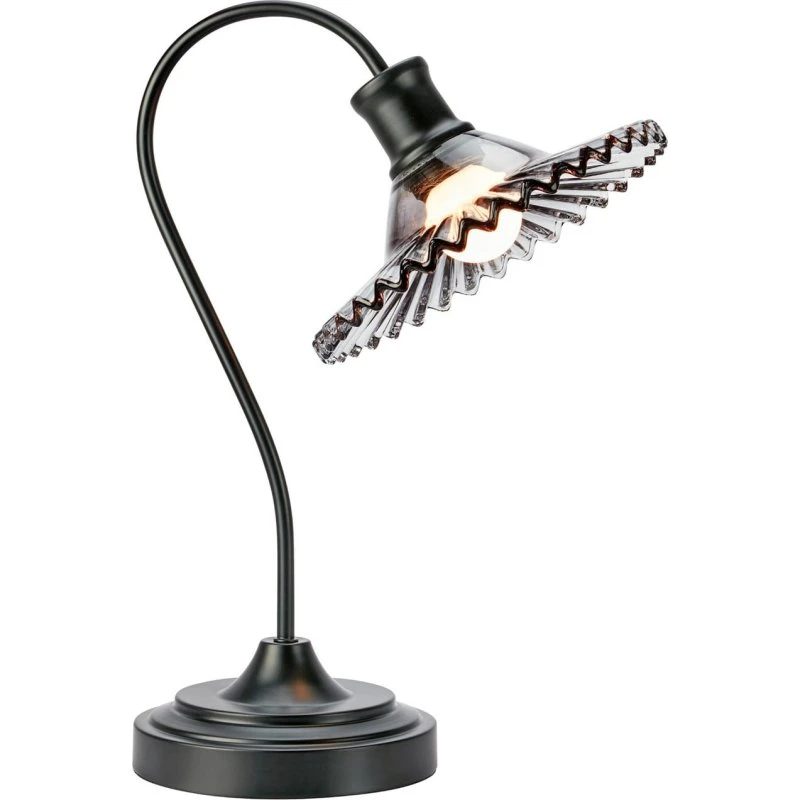 Markslöjd Lampada da tavolo Nova, vetro fumé e ferro, nera