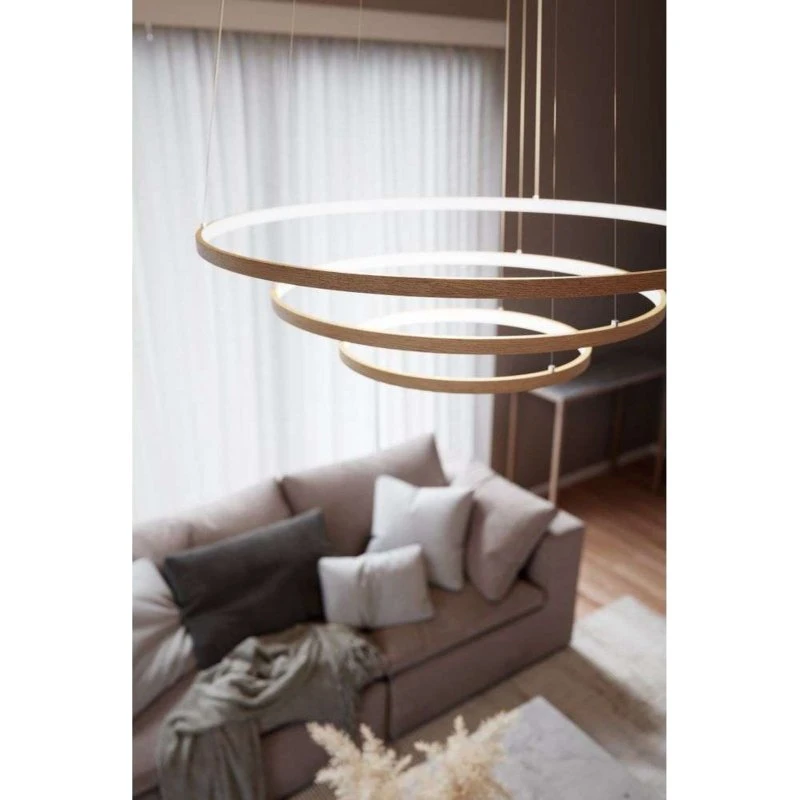Rydéns Lampada LED a sospensione Trione in legno naturale, Ø 80 cm