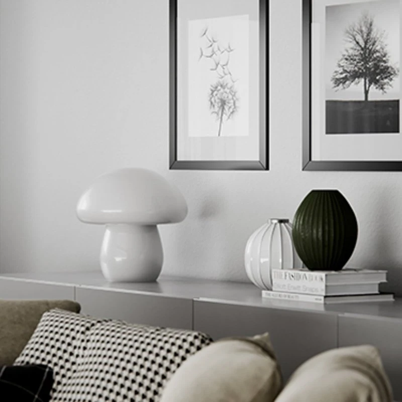 By Rydéns Lampada da Tavolo Mira Mushroom H30 Bianca in Vetro
