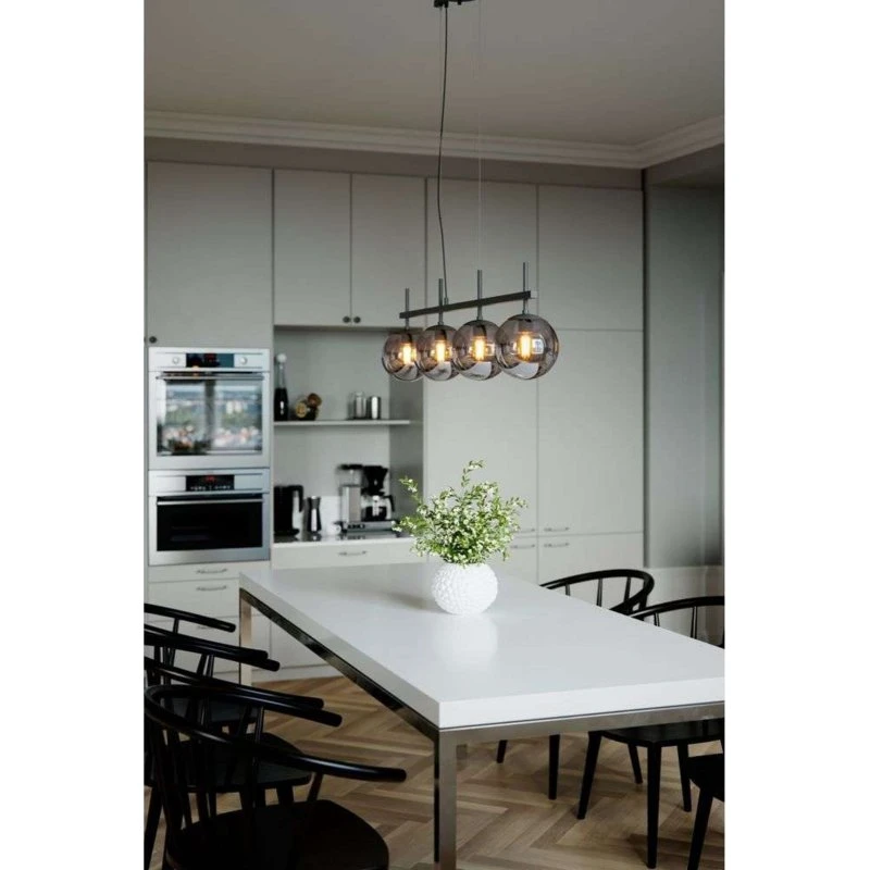 Lampada a sospensione By Rydéns Boyle, 4 luci, grigio fumo