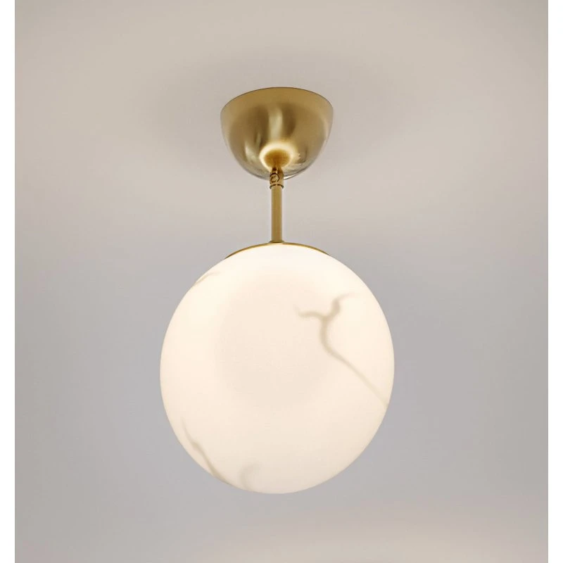 Plafoniera Bellagio By Rydéns, Ottone e Bianco, Vetro