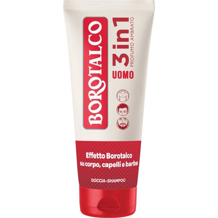 Borotalco Doccia Schiuma Uomo 3 in 1 Ambrato 200ml