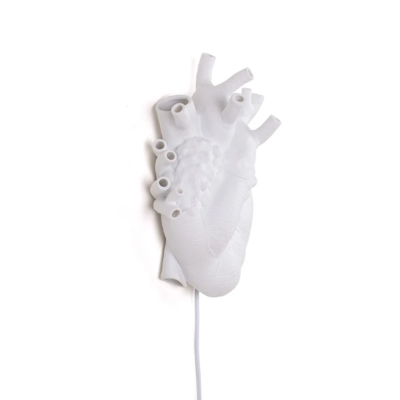 Seletti Heart Lamp Applique in Porcellana Bianca