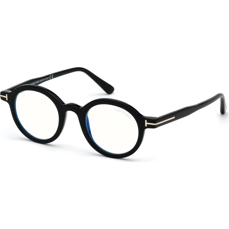 Tom Ford FT5664-B 001 Montature da Vista Rotonde in Acetato Nero