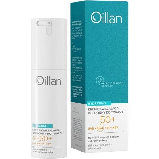 Oillan Crema Idratante Viso SPF50+ per Pelli Secche e Sensibili, 50 ml