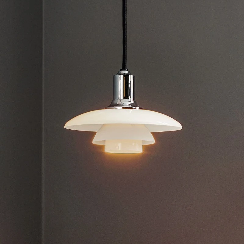 Louis Poulsen Lampada a sospensione PH 2/1, Ø 20 cm, Cromo e Vetro