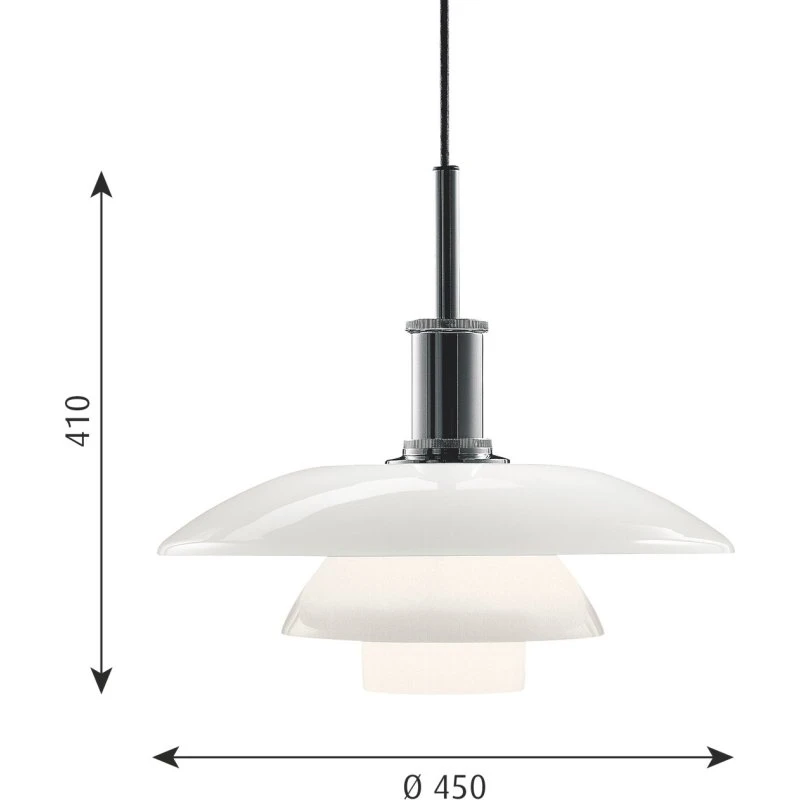 Louis Poulsen Lampada a sospensione PH 4 1/2-4, Ø 45 cm, Cromo/Bianco