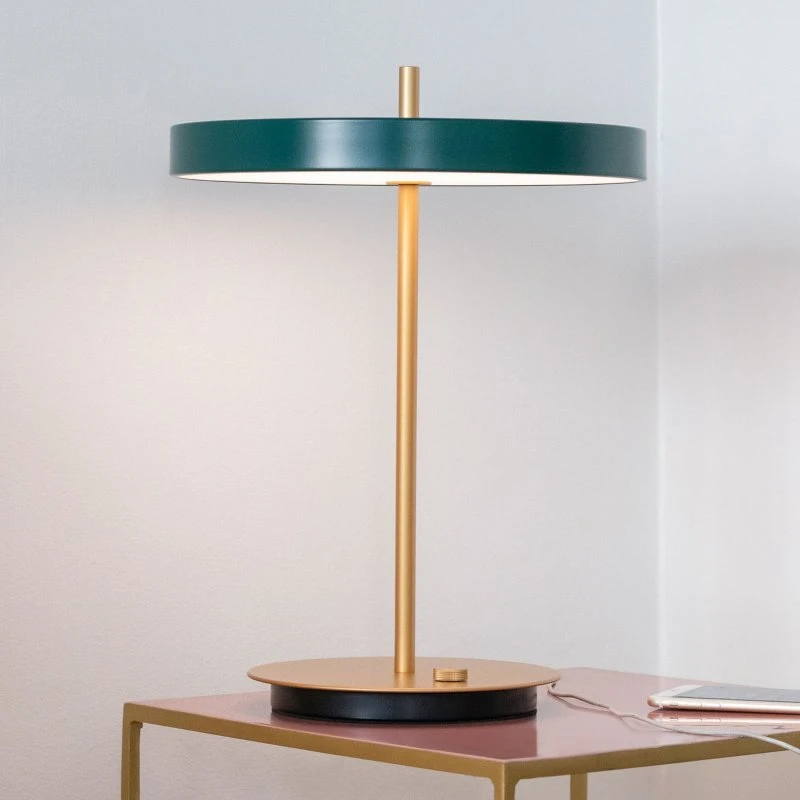 UMAGE Lampada da tavolo LED Asteria Table, verde bosco/ottone