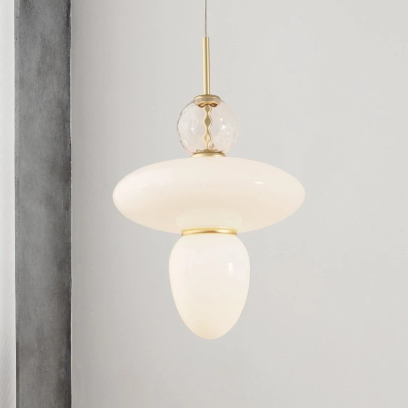 Nuura Aps Rizzatto 43 Lampada a Sospensione in Ottone e Vetro Opalino