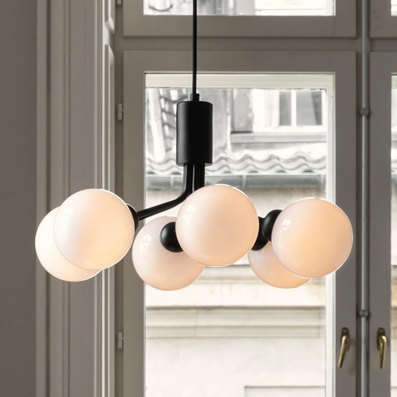 Nuura Apiales 6 Lampada a Sospensione Nero/Opale Ø 50 cm