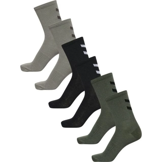 Hummel Chevon Mid-Cut Socks 6-Pack Verde/Nero Uomo
