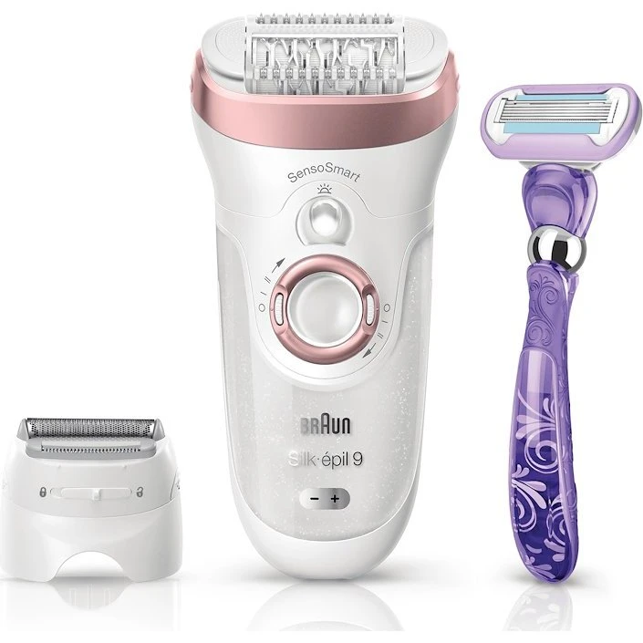 Braun Silk-épil 9 9-870, Epilatore Donna 40 Pinzette Bianco/Rosa