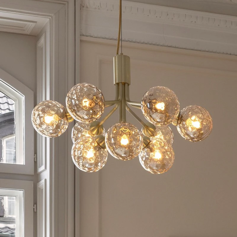 Nuura Apiales 9 Lampadario in Ottone e Vetro Soffiato, Ø 60 cm