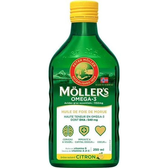 Möller's Olio di Fegato di Merluzzo Omega-3 Limone 250 ml