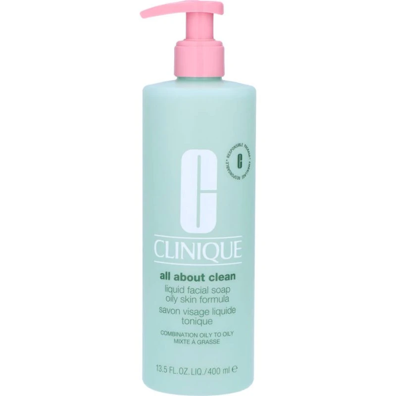 Clinique All About Clean Sapone Liquido Viso Pelle Grassa, 400 ml