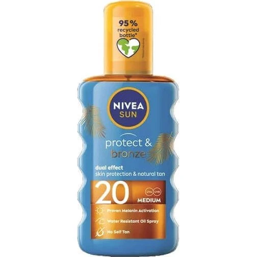 Nivea Sun Olio Spray Protezione Solare SPF 20 Protect & Bronze, 200 ml
