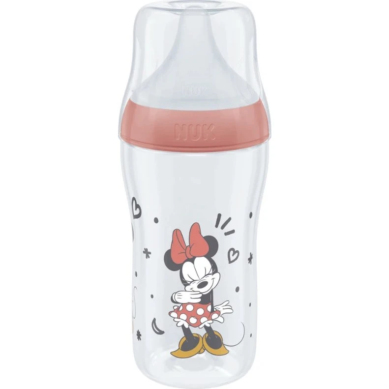 NUK Biberon Perfect Match Minnie Mouse - 260 ml, Rosso, +3 mesi