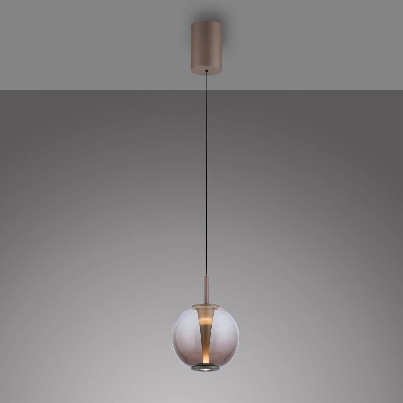 Lampada LED a sospensione Infinity PURE, bronzo/ambra, Ø 18 cm