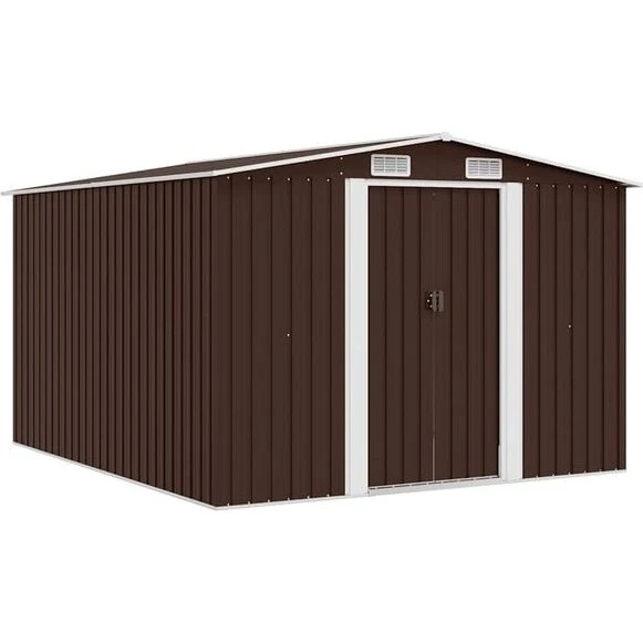 vidaXL Capanno da Giardino 257x298x178 cm in Metallo Marrone