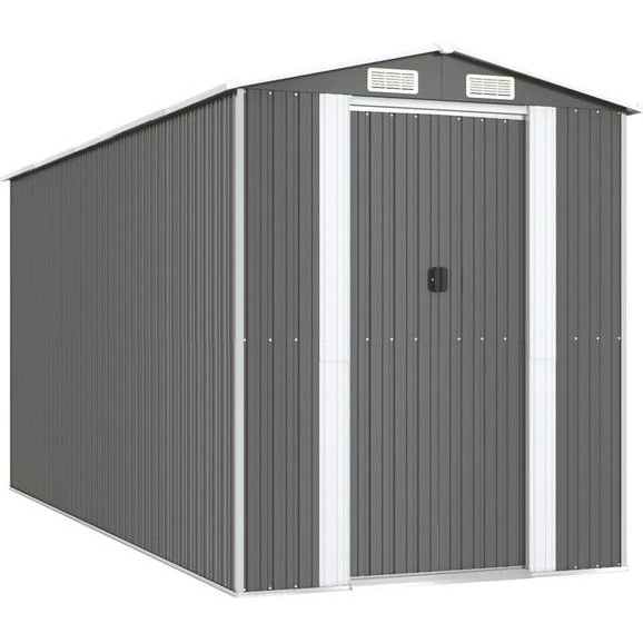 vidaXL Capanno da Giardino 192x440x223cm Grigio Chiaro Acciaio Zincato