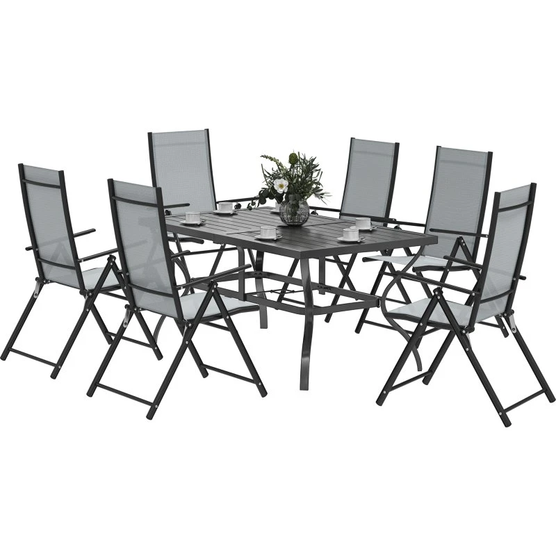 Outsunny Set Giardino 7 Pezzi Grigio