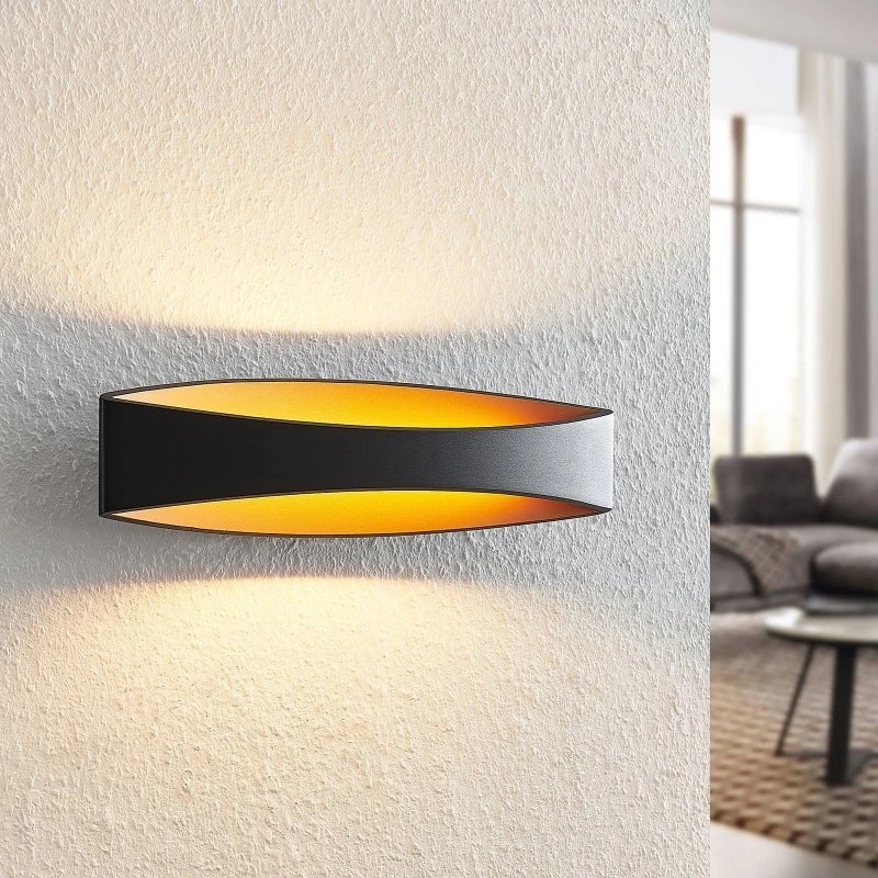 Arcchio Applique a LED Jelle, 44 cm, Nero/Oro, Su/Giù