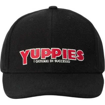 Saint Barth Cappello Baseball Wool Nero con Ricamo Yuppies