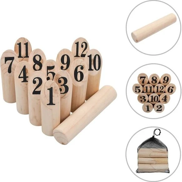 vidaXL Set Kubb Numerici in Legno Massello