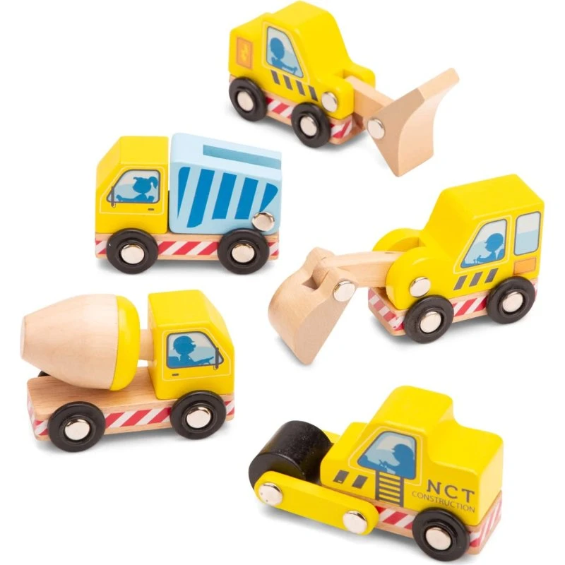Plan Toys Veicoli da Costruzione in Legno 5 Pezzi