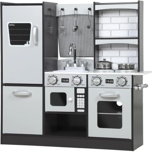 Cucina Giocattolo Legno Marrone con Suoni per Bambini 3-8 Anni