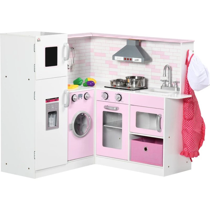 Easycomfort Cucina Giocattolo Bambini 84x93,5x85 cm Bianca/Rosa