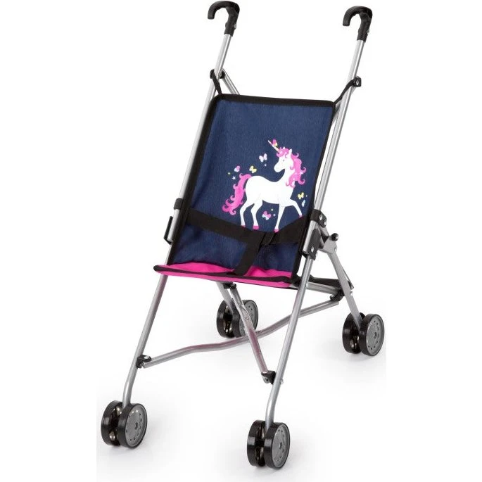 Bayer Passeggino per Bambole Unicorno Blu/Rosa