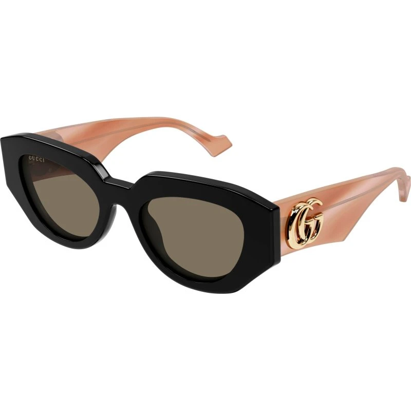 Gucci GG1421S 008 Occhiali da Sole Geometrici in Acetato Nero