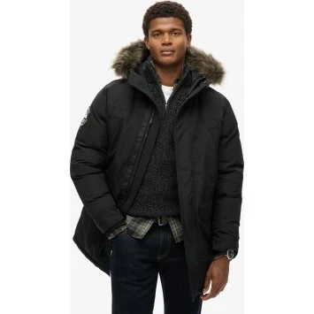 Superdry Parka Everest Nero con Pelliccia Sintetica - XL