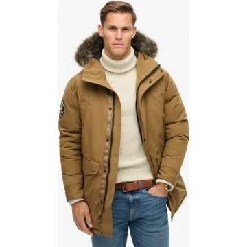 Superdry Parka Everest in pelliccia sintetica marrone - M